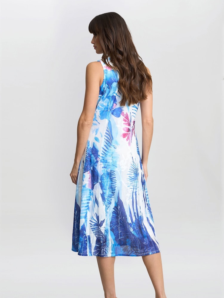 Gina Bacconi Blue Camila Floral Print Dress - Imagen 2 de 5 Gina Bacconi Blue Camila Floral Print Dress - Imagen 2 de 5
