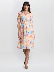 Gina Bacconi Orange Aubree Shirt Dress - Image 6 of 6