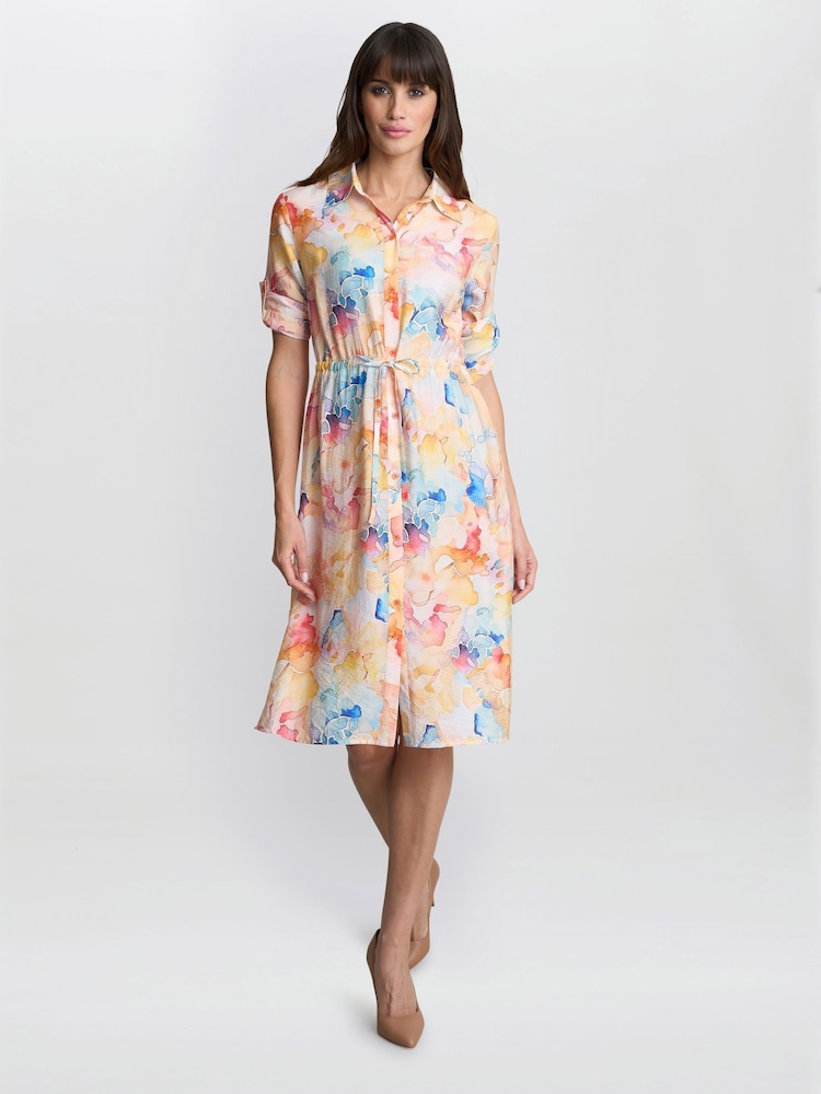Gina Bacconi Orange Aubree Shirt Dress - Image 6 of 6