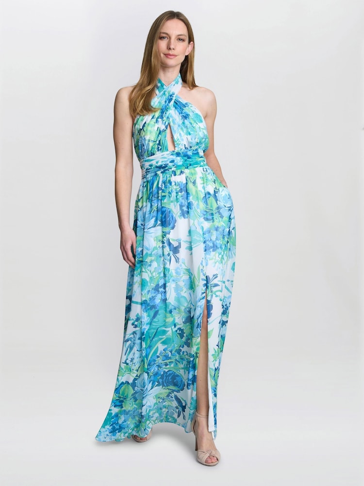 gina bacconi blue dress Gracie Dress | Embroidered Stripe Midi Dress