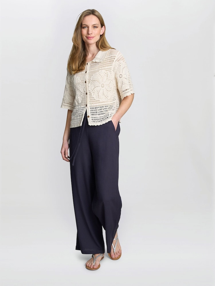 Gina Bacconi Birdie Crochet 100% Cotton Cream Shirt - Image 1 of 5
