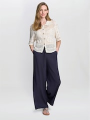 Gina Bacconi Birdie Crochet 100% Cotton Cream Shirt - Image 3 of 5