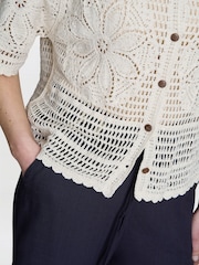Gina Bacconi Birdie Crochet 100% Cotton Cream Shirt - Image 5 of 5