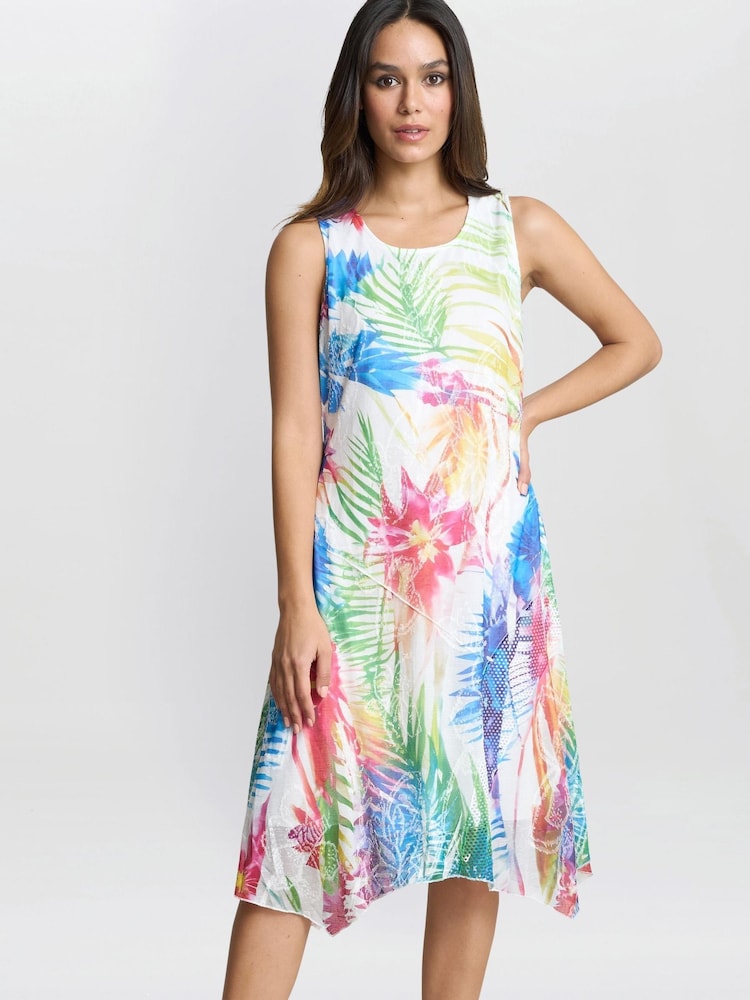 Gina Bacconi Eliza Sleevelss Asymmetric White Hem Dress - Image 1 of 5