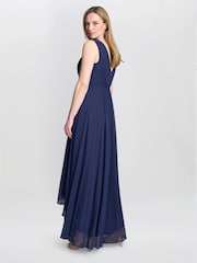 Gina Bacconi Blue Pandora Wrap Effect Hi-Lo Dress - Image 2 of 7