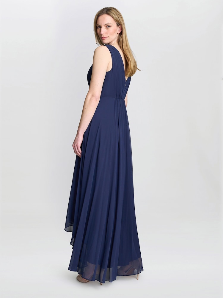 Gina Bacconi Blue Pandora Wrap Effect Hi-Lo Dress - Image 2 of 7