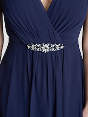 Gina Bacconi Blue Pandora Wrap Effect Hi-Lo Dress - Image 4 of 7