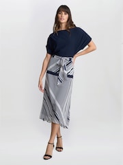Gina Bacconi Blue Brooke Stripe Dress - Image 1 of 5