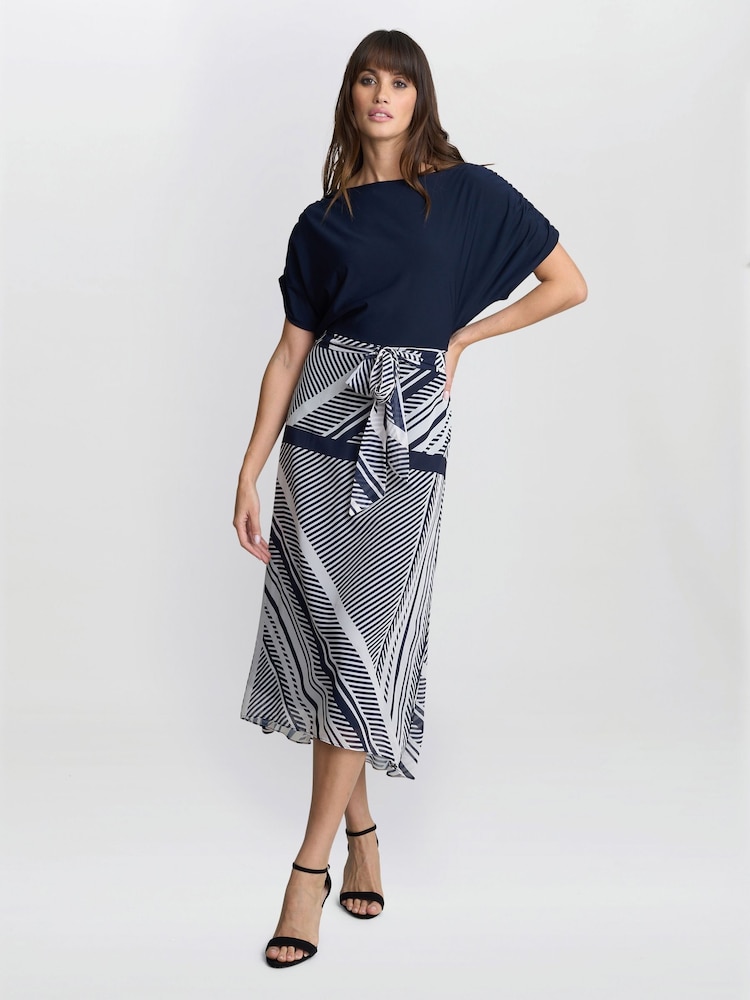 Gina Bacconi Blue Brooke Stripe Dress - Imagen 1 de 5 Gina Bacconi Blue Brooke Stripe Dress - Imagen 1 de 5