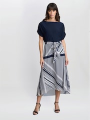 Gina Bacconi Blue Brooke Stripe Dress - Image 3 of 5