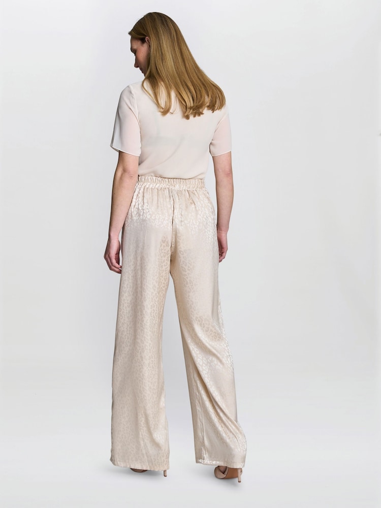 Gina Bacconi Cream Sabine Satin Jacquard Pull-On Trousers - Image 2 of 5