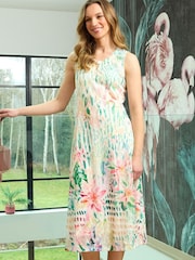 Gina Bacconi Brooklyn Watercolour Floral Print White Dress - Image 1 of 7
