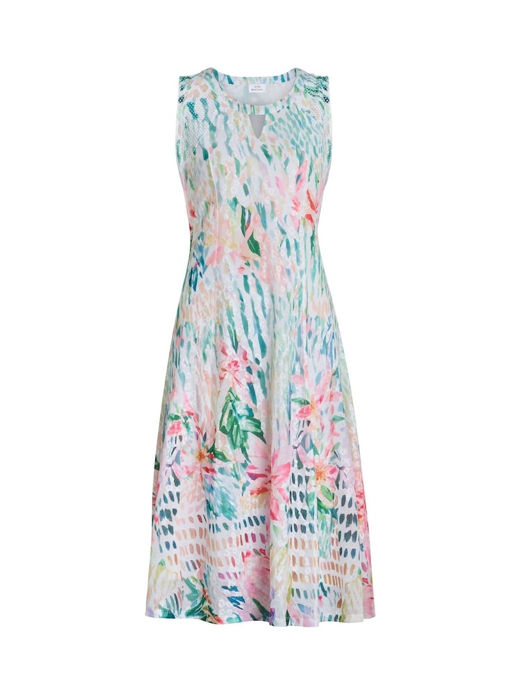 Gina Bacconi Brooklyn Watercolour Floral Print White Dress - Image 2 of 7