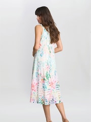 Gina Bacconi Brooklyn Watercolour Floral Print White Dress - Image 7 of 7