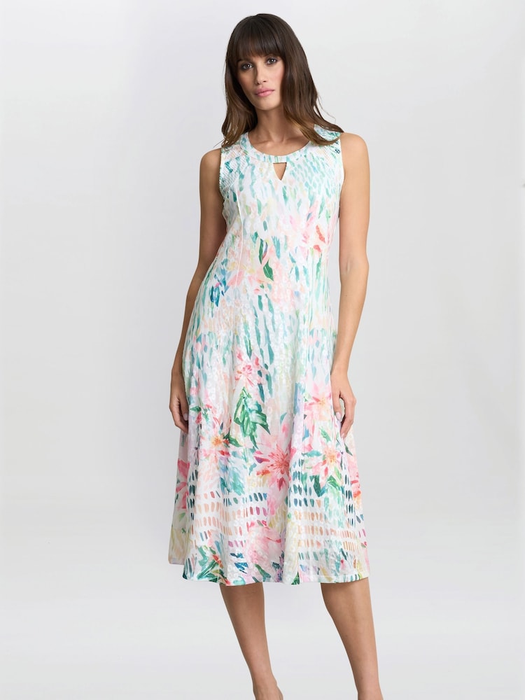 Gina Bacconi Brooklyn Watercolour Floral Print White Dress - Image 7 of 7 Gina Bacconi Brooklyn Watercolour Floral Print White Dress - Image 7 of 7