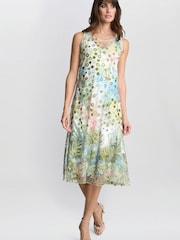 Gina Bacconi Green Emilia Double layer Dress - Image 1 of 5