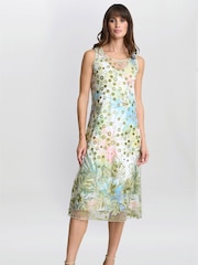 Gina Bacconi Green Emilia Double layer Dress - Image 4 of 5