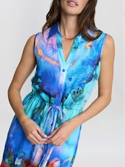 Gina Bacconi Blue Everly Poppy Print Shirt Dress - Image 2 of 5