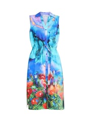 Gina Bacconi Blue Everly Poppy Print Shirt Dress - Image 3 of 5