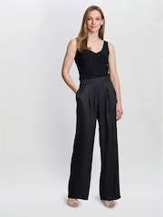 Gina Bacconi Sabine Satin Jacquard Pull On Black Trousers - Image 2 of 5