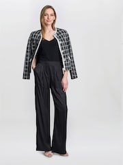 Gina Bacconi Sabine Satin Jacquard Pull On Black Trousers - Image 3 of 5