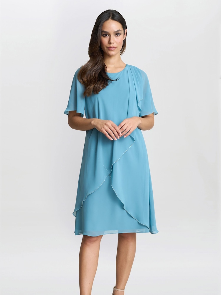 Gina Bacconi Blue Hallie Floral Print Tier Dress - Imagen 1 de 6 Gina Bacconi Blue Hallie Floral Print Tier Dress - Imagen 1 de 6