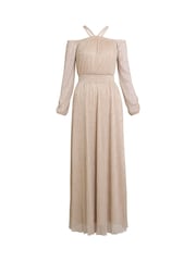 Gina Bacconi Gold Sylvia Metallic Off The Shoulder Dress - Image 5 of 5