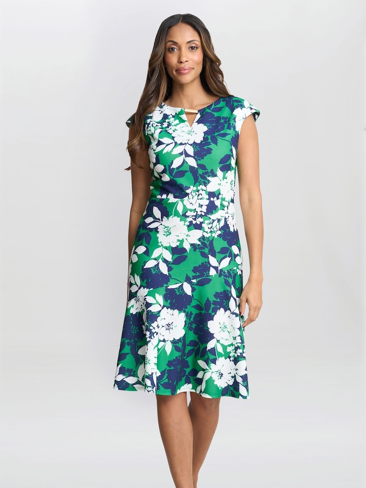 Green Gracey Floral Print Cap-Sleeve Dress - Imagen 1 de 5 Green Gracey Floral Print Cap-Sleeve Dress - Imagen 1 de 5