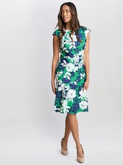 Green Gracey Floral Print Cap-Sleeve Dress - Image 3 of 5