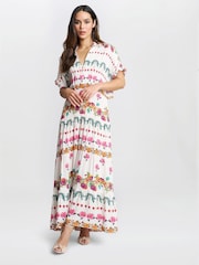 Gina Bacconi Sasha Floral Print White Shirt Dress - Image 2 of 5