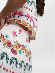 Gina Bacconi Sasha Floral Print White Shirt Dress - Image 4 of 5