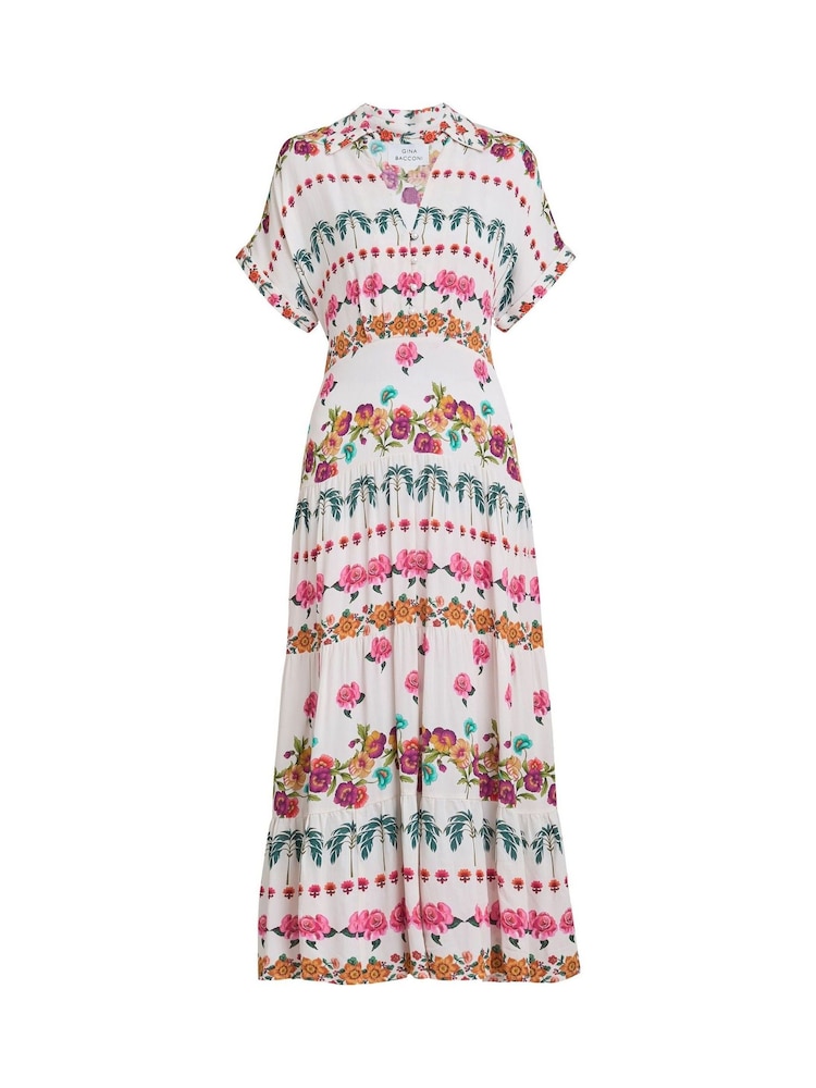 Gina Bacconi Sasha Floral Print White Shirt Dress - Image 5 of 5