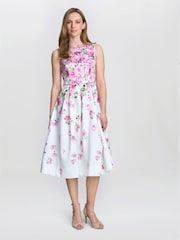 Gina Bacconi Pink Sophia Floral Print Midi Dress - Изображение 1 из 5