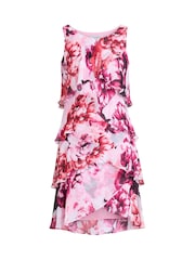 Gina Bacconi Pink Mila Floral Print Tier Dress - Image 6 of 6