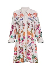 Gina Bacconi Mia Short Floral Print White Shirt Dress - Image 5 of 5