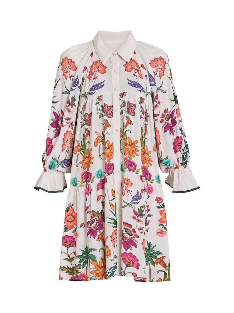 Gina Bacconi Mia Short Floral Print White Shirt Dress - Image 5 of 5