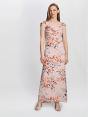 Gina Bacconi Cream Serenity Floral Print Chiffon Maxi Dress - Image 1 of 6