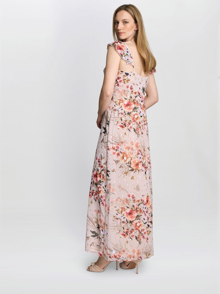 Gina Bacconi Cream Serenity Floral Print Chiffon Maxi Dress - Image 2 of 6