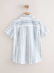 White Stripe Short Sleeve Linen Blend Shirt (3-16yrs) - Image 6 of 8
