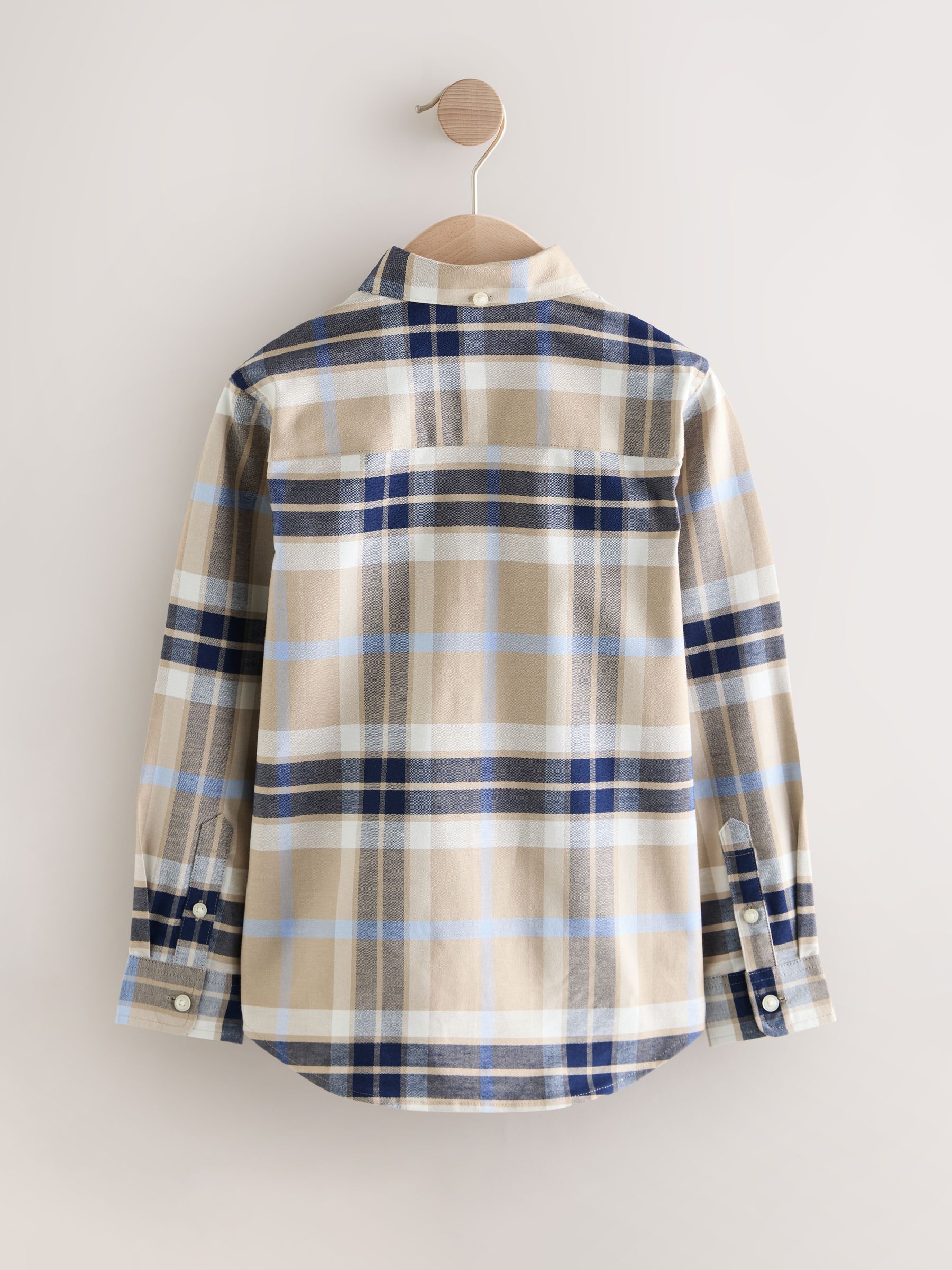 Buy Neutral/Black Check Long Sleeve Oxford Check Shirt (3-16yrs
