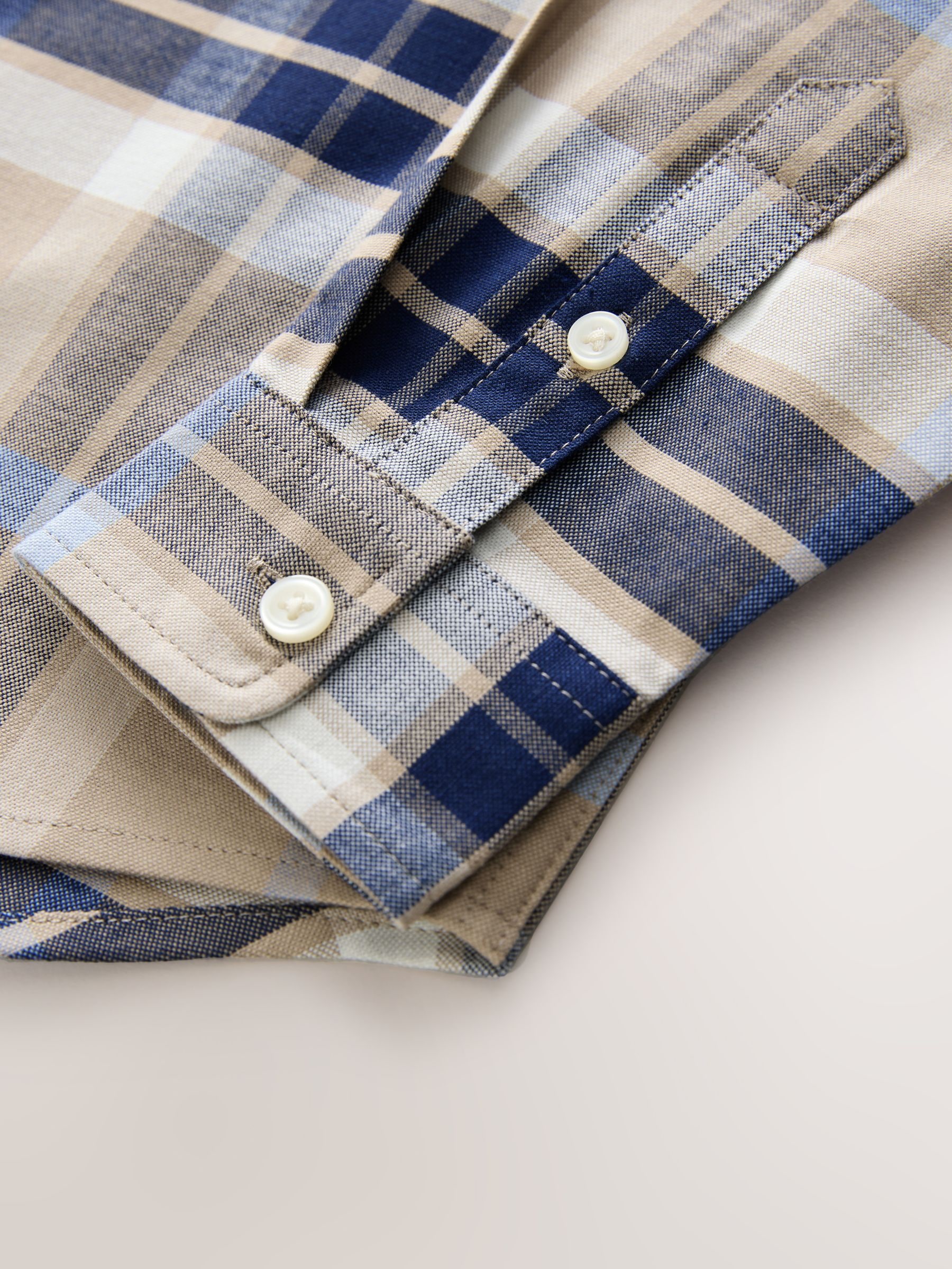 Buy Neutral/Black Check Long Sleeve Oxford Check Shirt (3-16yrs