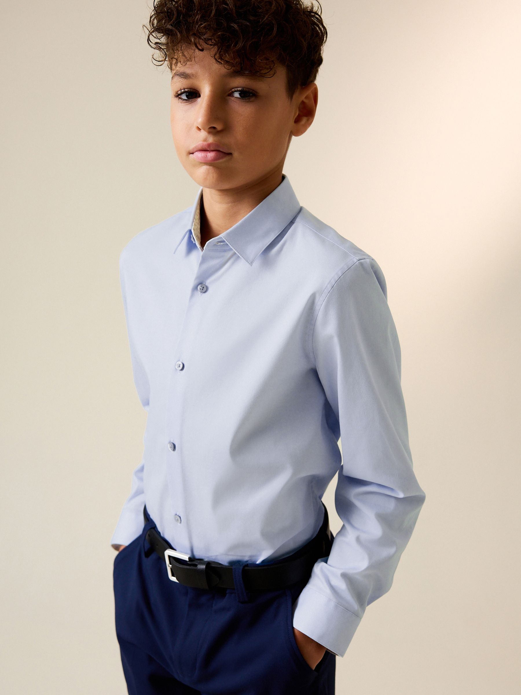 Buy Light Blue - Long Sleeves Smart Trimmed Shirt (3-16yrs) from
