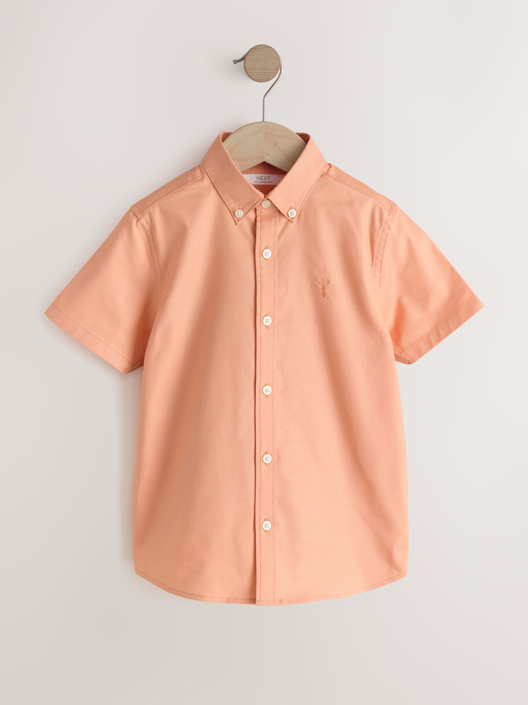 【2026 SPRING NEW】Logo Oxford Shirt Buy Orange Logo Short Sleeve Cotton Rich Oxford Shirt (3-16yrs