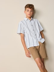 White Stripe Short Sleeve Seersucker Textured Shirt (3-16yrs) - Image 1 of 7