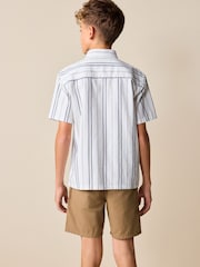 White Stripe Short Sleeve Seersucker Textured Shirt (3-16yrs) - Image 3 of 7