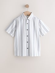 White Stripe Short Sleeve Seersucker Textured Shirt (3-16yrs) - Image 4 of 7