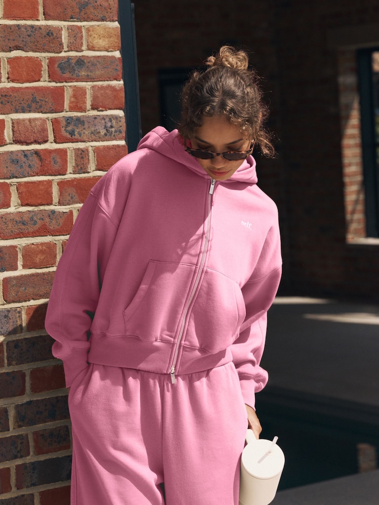 self. Bright Pink Hooded Zip Through Jacket - Image 1 of 9 self. Bright Pink Hooded Zip Through Jacket - Image 1 of 9