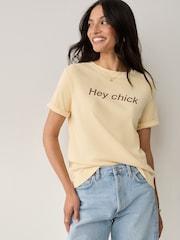 Buttermilk Yellow Graphic Easter Slogan Short Sleeve Crew Neck T-Shirt - Image 1 of 7