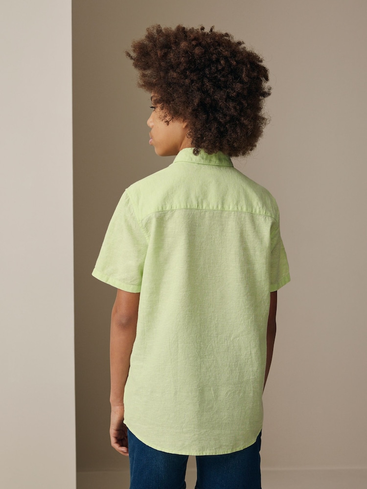 lime green short sleeve dress shirt Linen SS Shirt