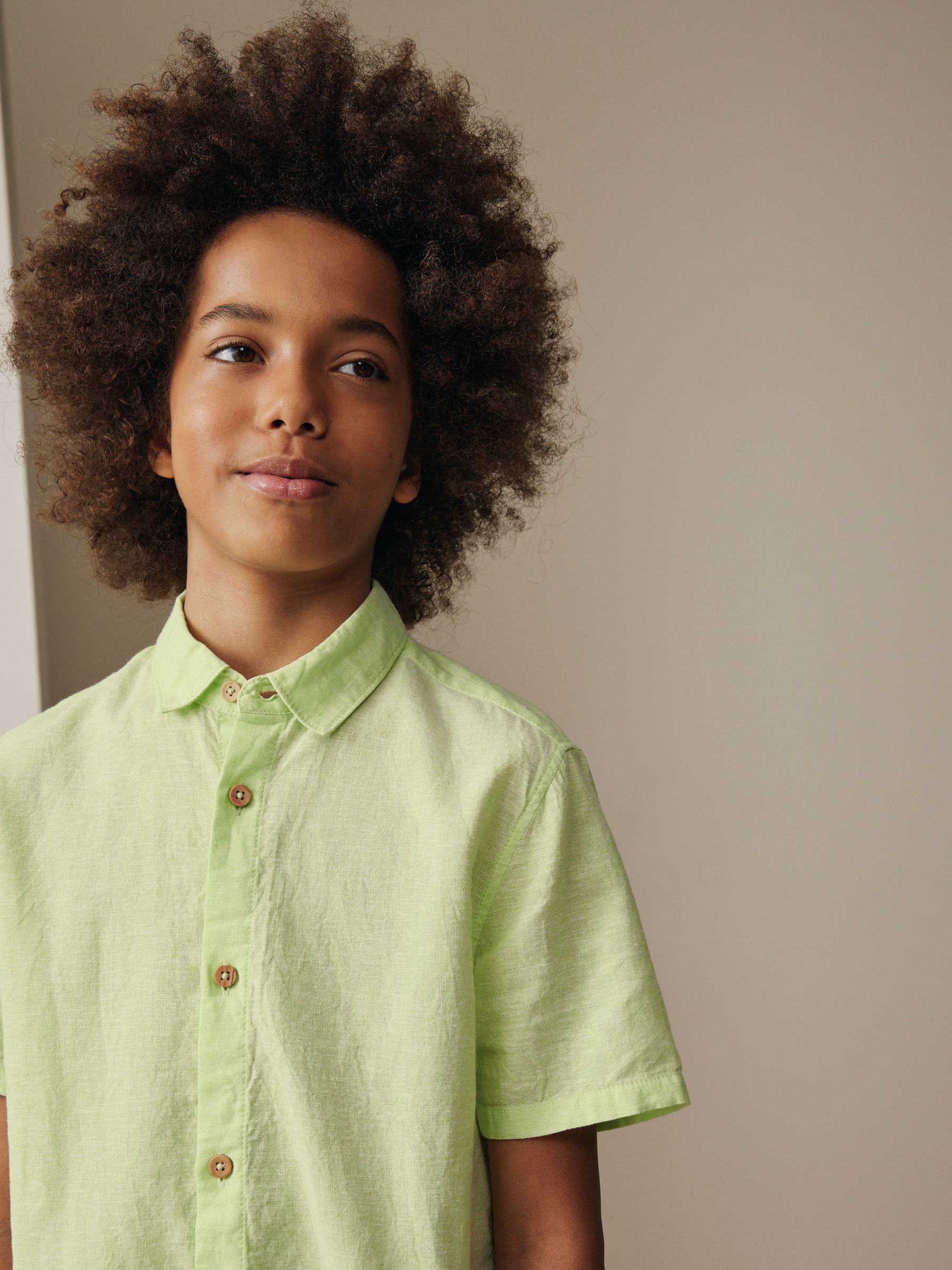 Buy Lime Green Short Sleeve Linen Blend Shirt (3-16yrs) from Next USA